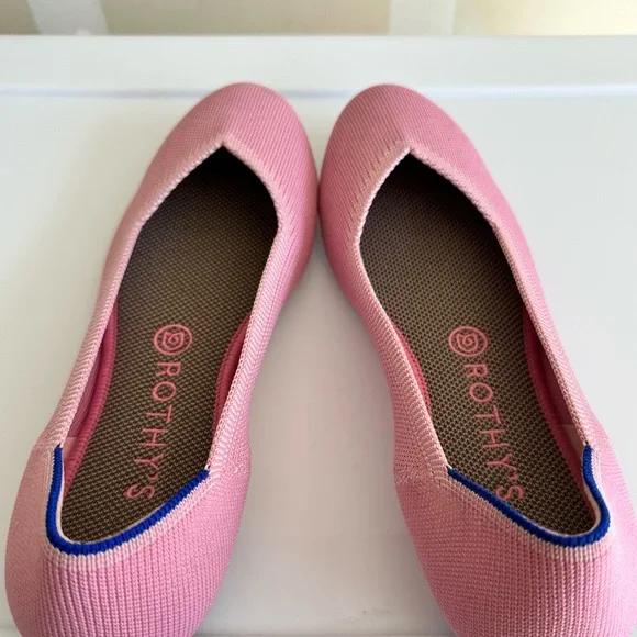 Rothy's Pink Flats with Blue Accents - Picture 2 of 3